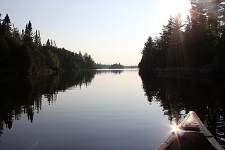 Putzin around the lake in the solo canoe