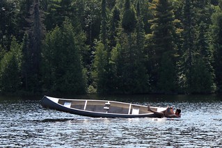 Climbing back into the canoe