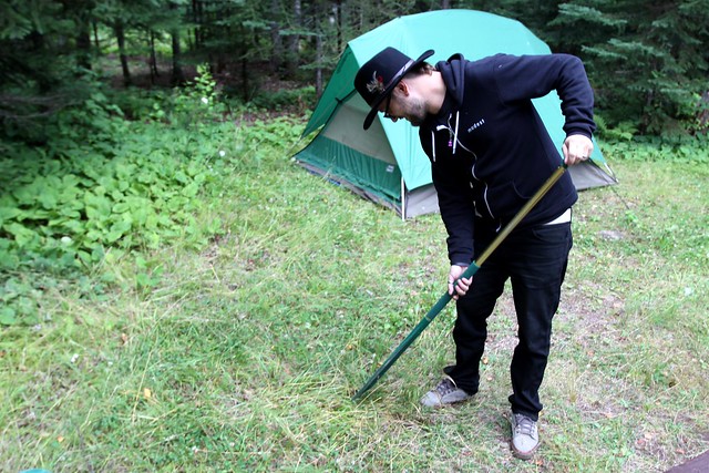 Flingin dog turds out the campsite