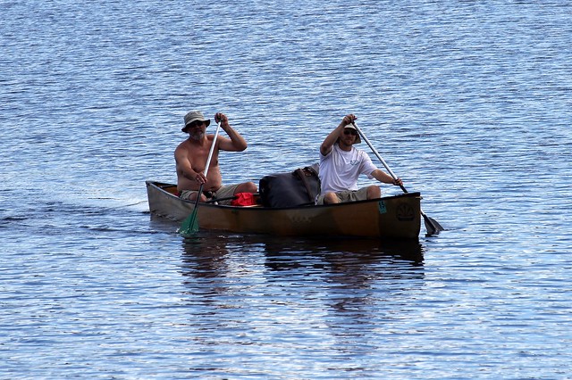 Cal and Will paddling across Little Saganaga