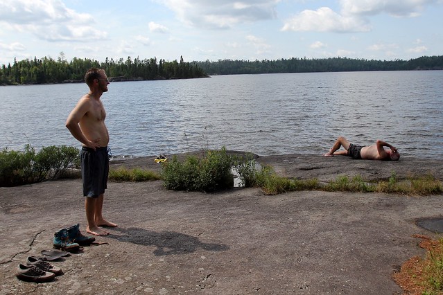 Relaxing after a swim on Lake Tuscarora