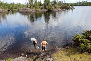 Swimming off our campsite on Little Sag