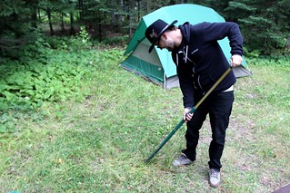 Flingin dog turds out the campsite