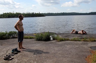 Relaxing after a swim on Lake Tuscarora