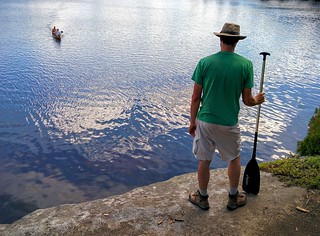 Cal and Will paddle to the campsite