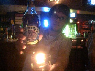 Drinks - Hobgoblin: A good, good Dark English Ale.  Comes in a pint bottle, brewed in wychwood.  Rating: 8