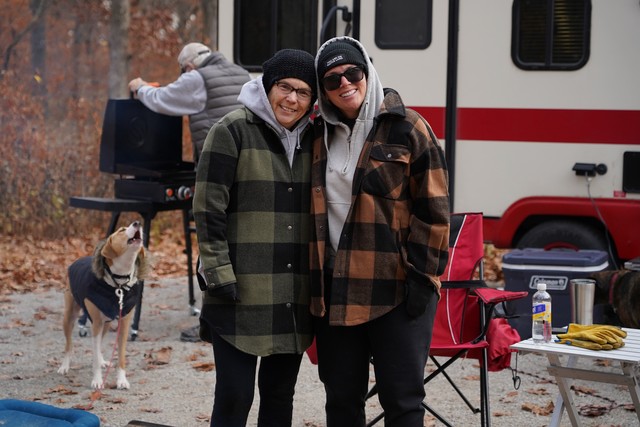 Kari, Teresa, and a loud dog