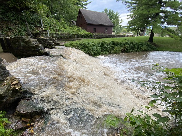 Fast moving falls at the Decorah trout hatchery