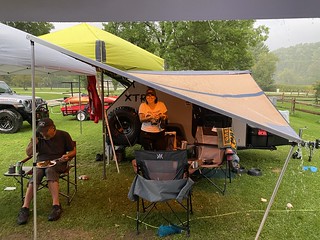 Eating dinner in the rain