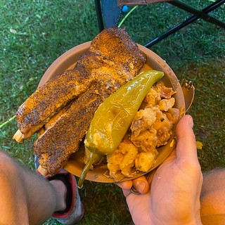Ribs. Cheesy potatoes, Stuffed pobalanos