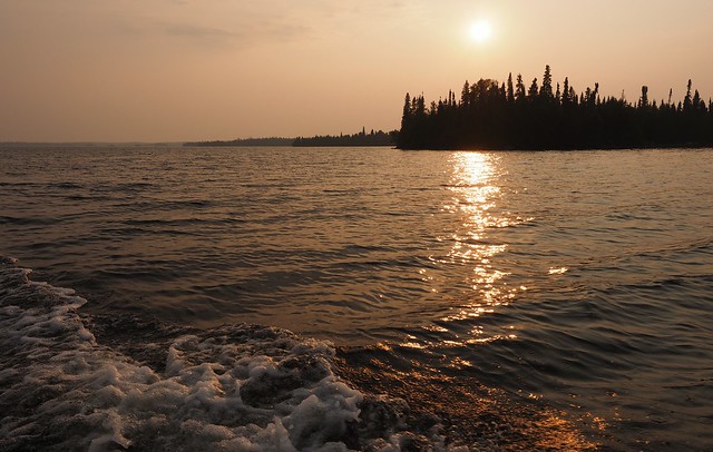 Hazy, smokey evening on the lake