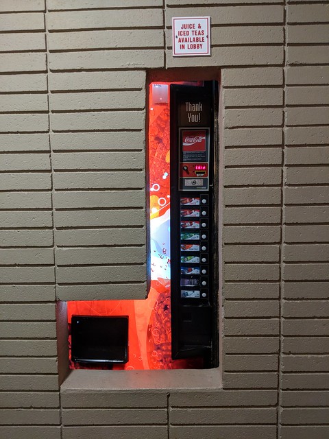 Maximum security for the soda machine in our sketchy hotel in Thunder Bay