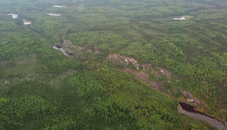 A river. Some cliffs.