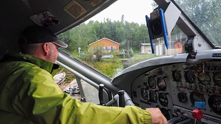 Flying - Pulling up to our cabin