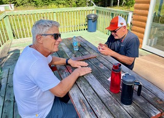 A little matchstick cribbage while waiting for our flight