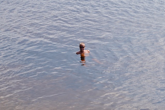 Bill cools off in the lake