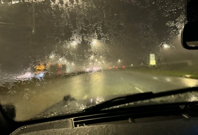 Heading North. We've gotten over 3 inches of rain this morning, and I can barely see.