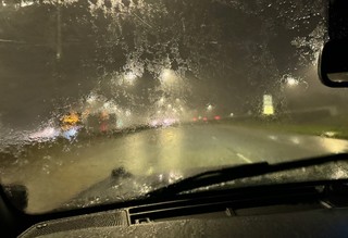 Heading North. We've gotten over 3 inches of rain this morning, and I can barely see.