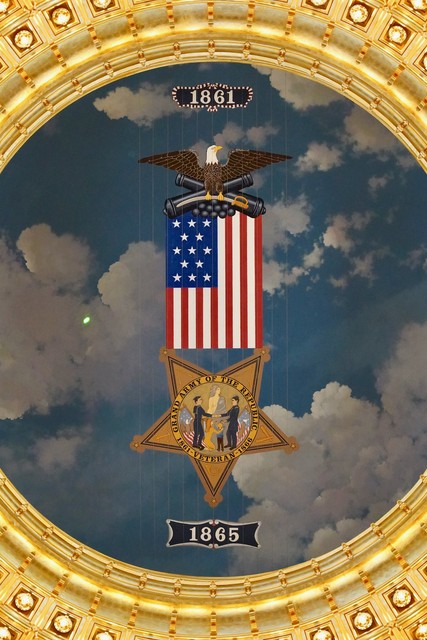 The flag in the Iowa State Capitol Dome