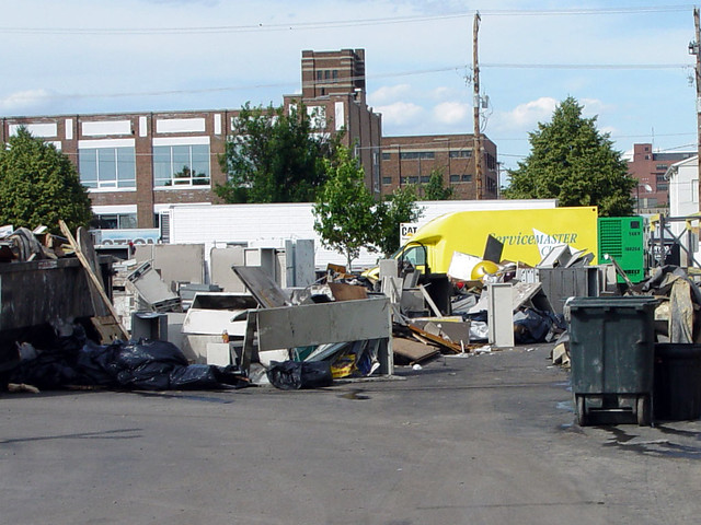 Trashed office equipment