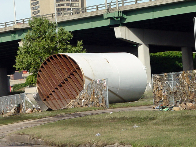 Giant cylinder under the bridge