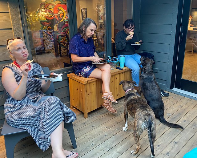 Dogs want some pizza