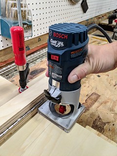 Because the folded over piece is exactly half the width of your router base, your router will be perfectly centered.