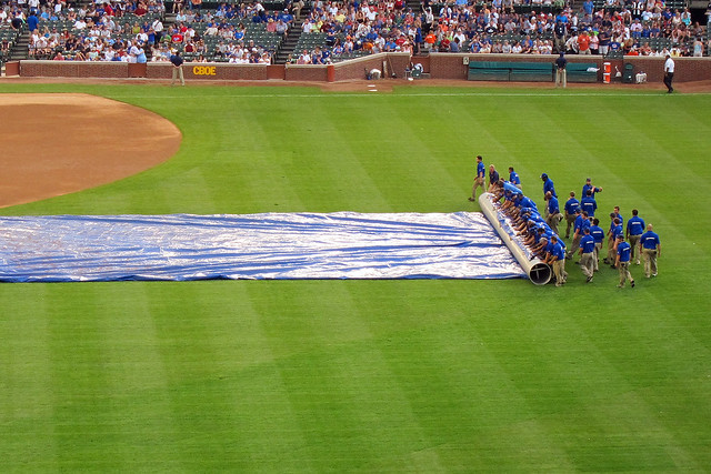 Rolling up the rain tarp