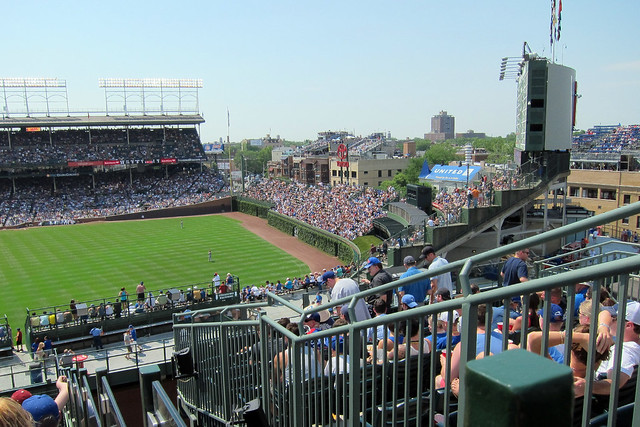 There's not a great view of the scoreboard from the rooftops