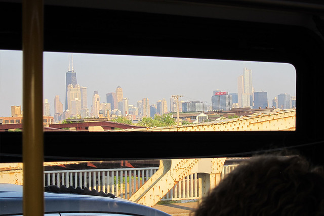Chicago skyline from the bus