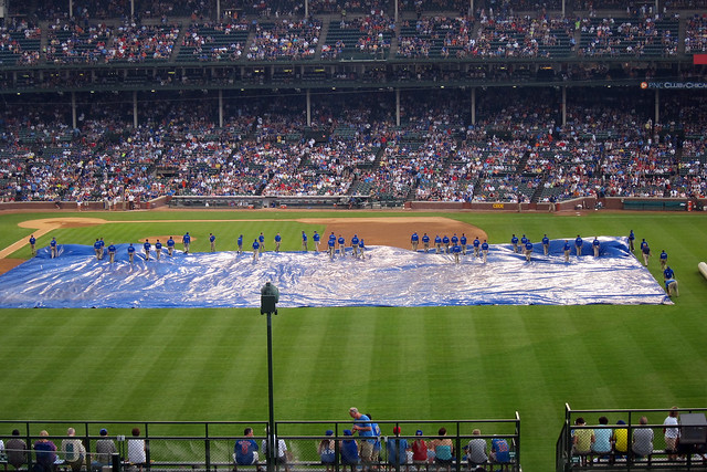 Taking off the rain tarp