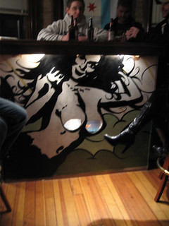 Art - Charlie's Bar has a naked lady with fishtanks for boobs