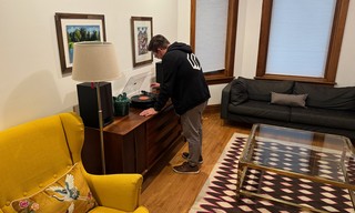 Testing out the AirBnB record player