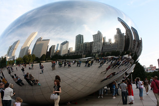 Skyline - Skyline reflection in the Cloud Gate "Bean" at Millenium Park