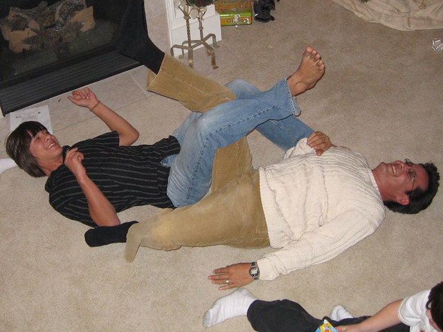 Some kind of leg wrestling