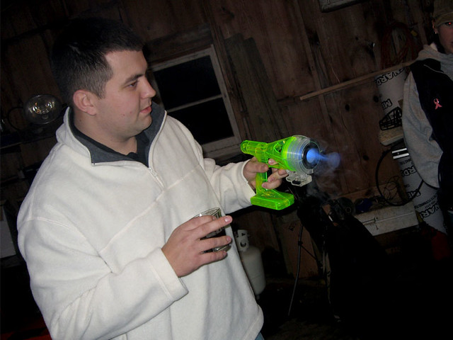 Not sure about the point of this gun... but it shoots smoke rings