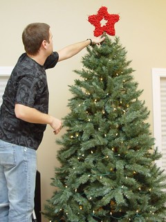 Decorating mom's tree