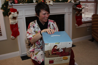 Kari got that snuggie she's been hankerin for