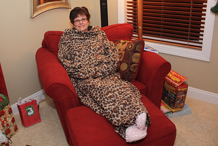 Nina relaxing in her cougar snuggie