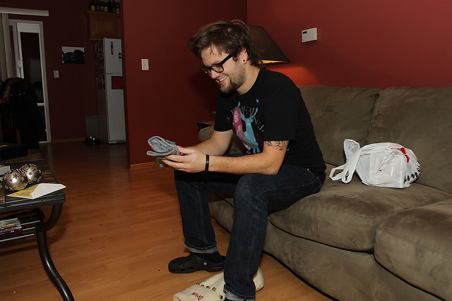 Opening gifts from Kari