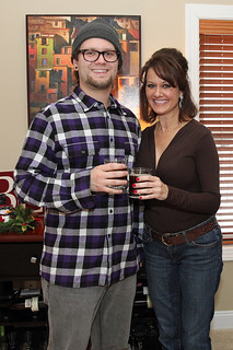 Sampling some homebrew with mom