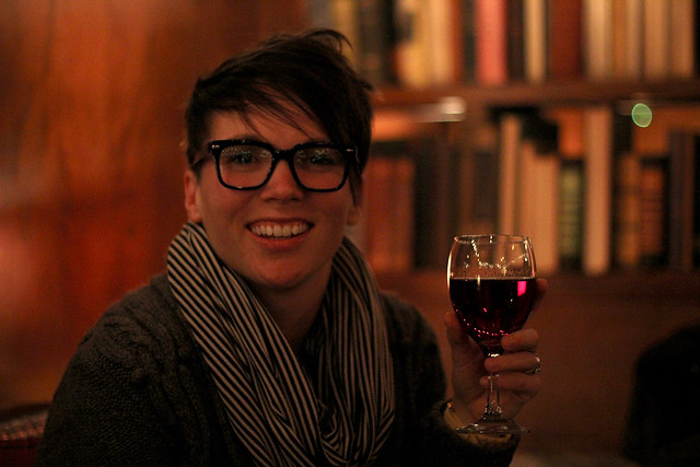 A giant glass of port at RG Books