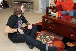 Opening gifts at Mom's