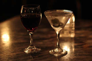 Drinks - Kari's giant port as compared to my martini