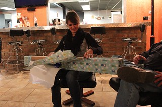 Exchanging gifts at the shop