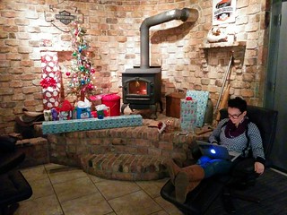 Chillin by the fire at the shop