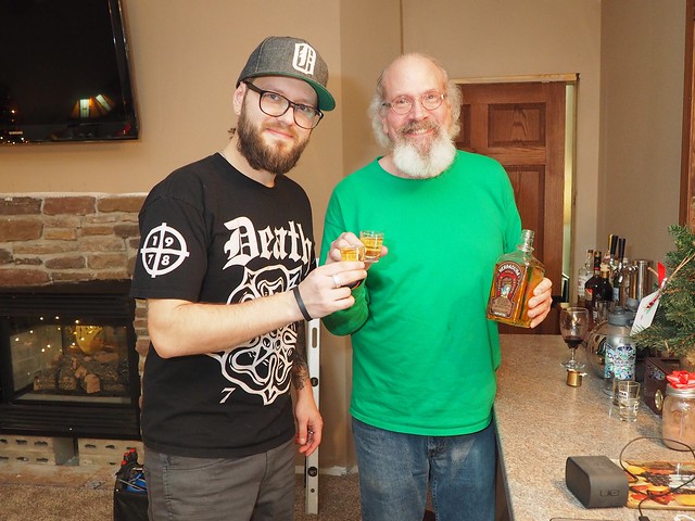 A celebratory shot of tequila after hanging that TV