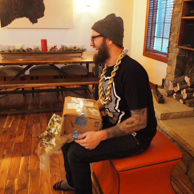 Opening gifts at mom's