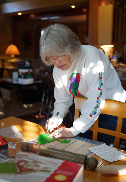 Grandma making doors and windows