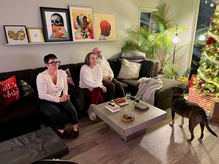 Art - Facetiming with mom on the big screen